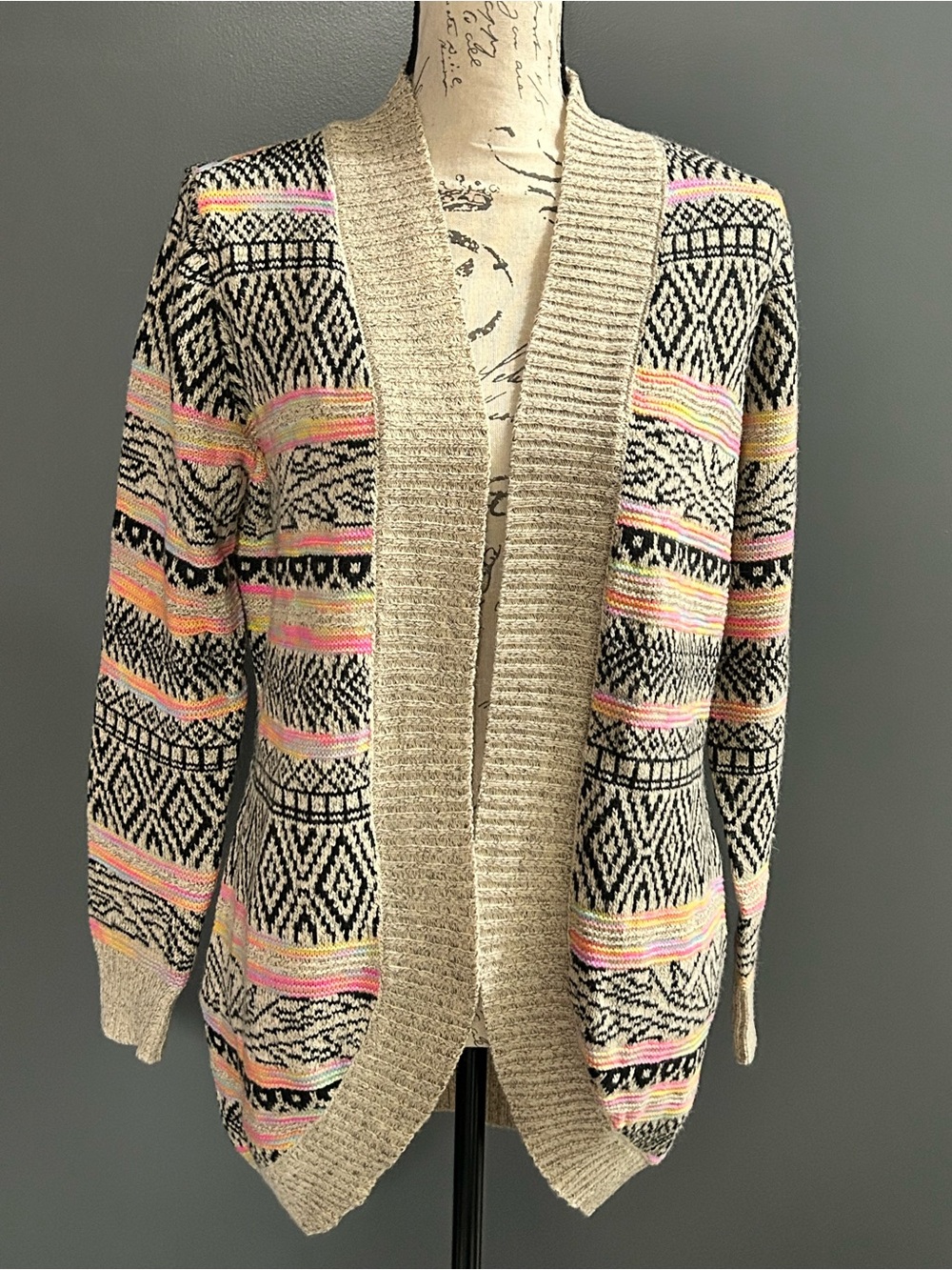 No Boundaries Multicolor Geometric Cardigan